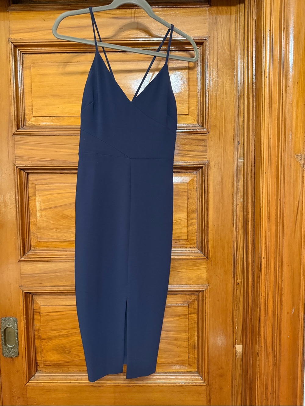 Likely Navy Spaghetti-Strap Midi Dress